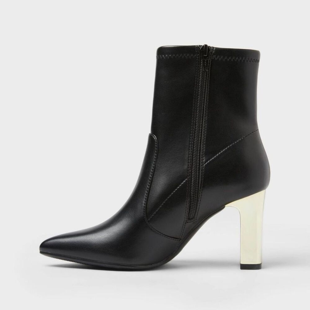Women’s Sienna Low Shaft Heeled Boots with Memory Foam Insole - Black 7 - Picture 2 of 3